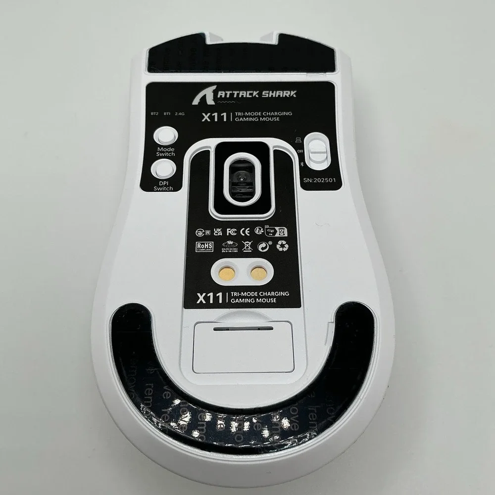 Attack Shark X11 Pixart White Wireless Gaming Mouse RGB + Dock | Tri-Mode Charge